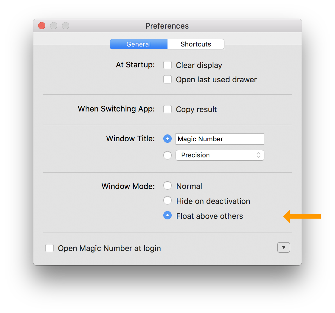Preferences General Window Float